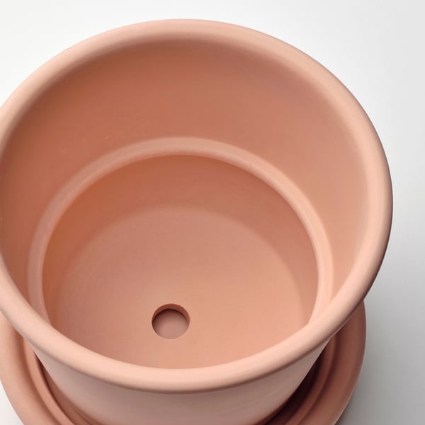 MUSKOTBLOMMA Pot avec coupelle, intérieur/extérieur terre cuite, 4 ¾ "