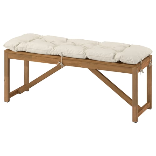 NÄMMARÖ Banc avec coussin, teinté brun clair/gris-beige clair, 47 1/4 "
