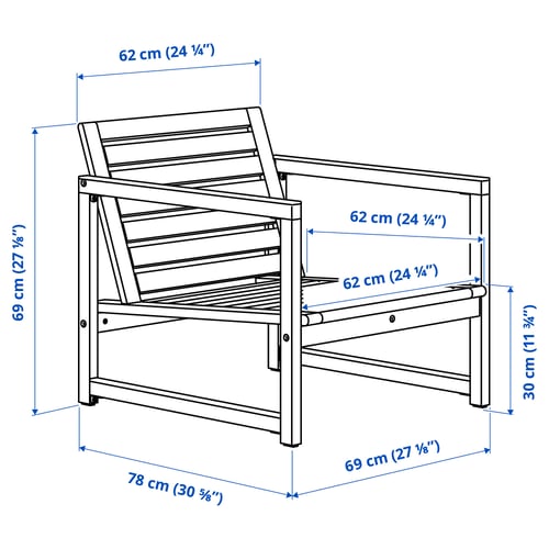 NÄMMARÖ Fauteuil, extérieur, teinté brun clair