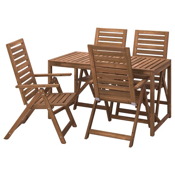 NÄMMARÖ Table+4 chais doss incl, extérieur, teinté brun clair, 55 1/8 "