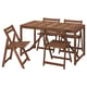 NÄMMARÖ Table+4 chaises pliantes, extérieur, teinté brun clair, 55 1/8 "