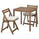 NÄMMARÖ Table et 2 chaises pliantes, ext, teinté brun clair/Kuddarna gris-beige clair, 29 1/2x24 3/4 "