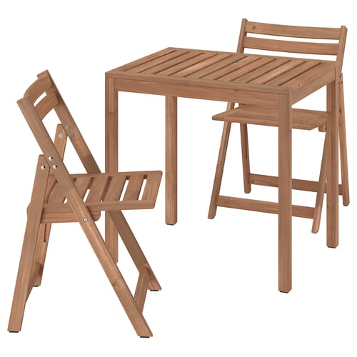 NÄMMARÖ Table et 2 chaises pliantes, ext, teinté brun clair, 29 1/2x24 3/4 "