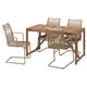NÄMMARÖ / VÄSMAN Table+4 chaises accoud, extérieur, teinté brun clair/brun, 55 1/8 "