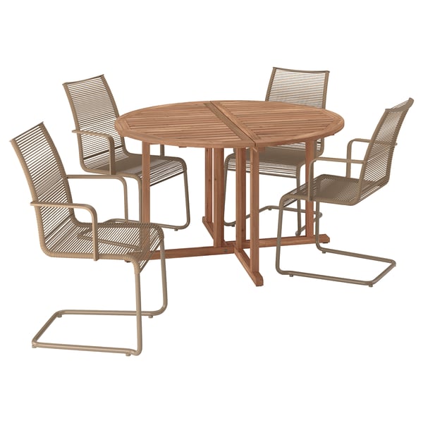 NÄMMARÖ / VÄSMAN Table+4 chaises accoud, extérieur, teinté brun clair/brun, 51 1/8 "