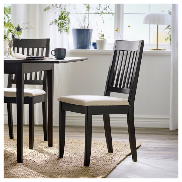 NÄSINGE Chaise, brun foncé teinté/Kilanda beige clair