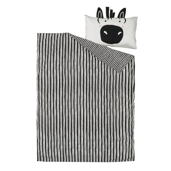NATTHÄGER Housse de couette et taie, noir blanc/zèbre, 1 place