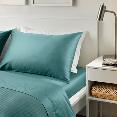 NATTJASMIN Drap plat, bleu-vert, Très grand 2 places