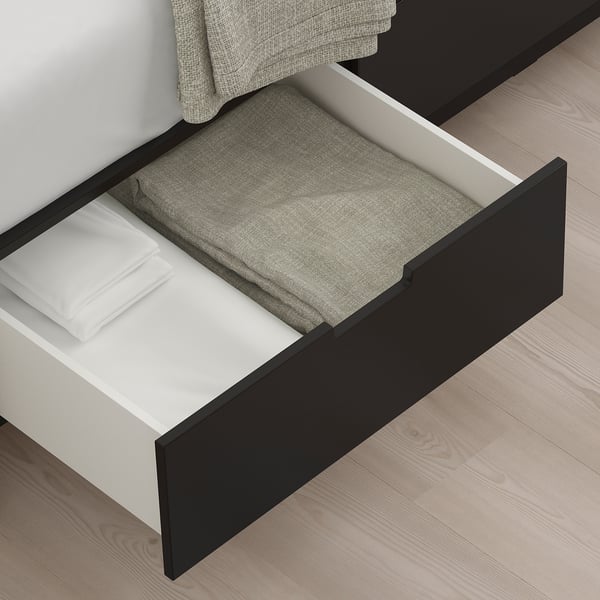 NORDLI Lit à tiroirs intégrés, anthracite, Grand 2 places