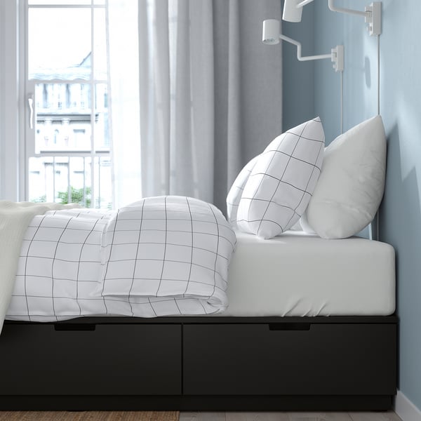 NORDLI Lit à tiroirs intégrés, anthracite, Grand 2 places