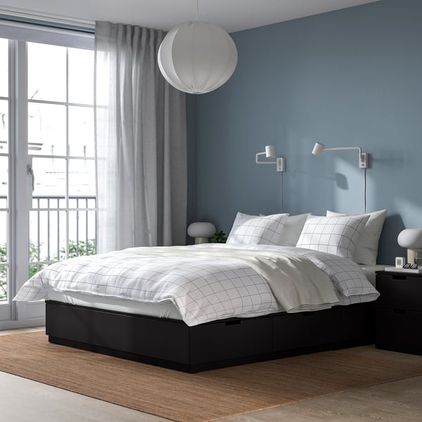 NORDLI Structure de lit av rang et matelas, anthracite/Valevåg mi-ferme, Grand 2 places