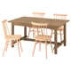 NORDVIKEN / HÖGVED Table et 4 chaises, teint anc/bouleau plaqué, 59 7/8/87 3/4 "