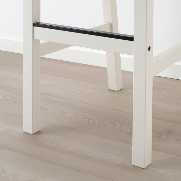 NORDVIKEN Tabouret de bar à dossier, blanc, 29 1/2 "