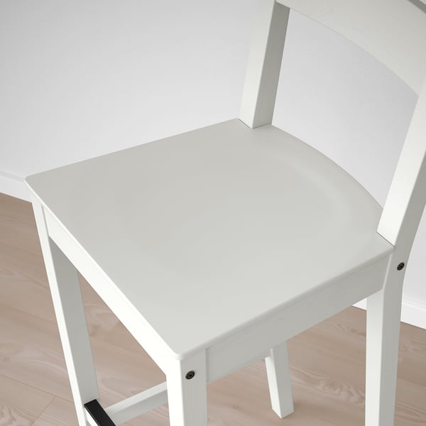 NORDVIKEN Tabouret de bar à dossier, blanc, 29 1/2 "