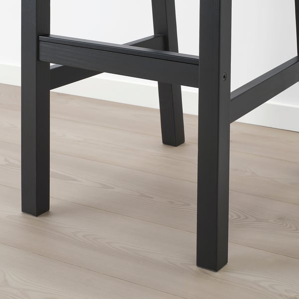 NORDVIKEN Tabouret de bar à dossier, noir, 29 1/2 "