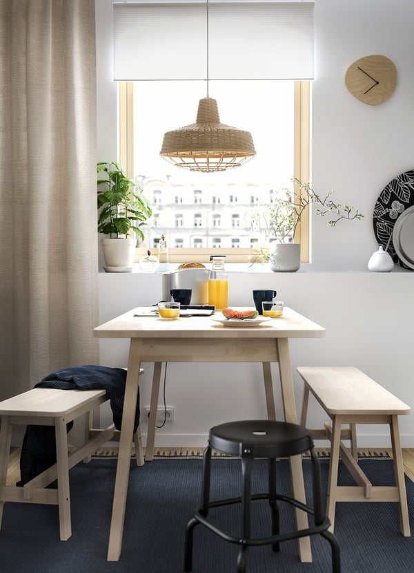 NORRÅKER Table, bouleau, 49 1/4x29 1/8 "