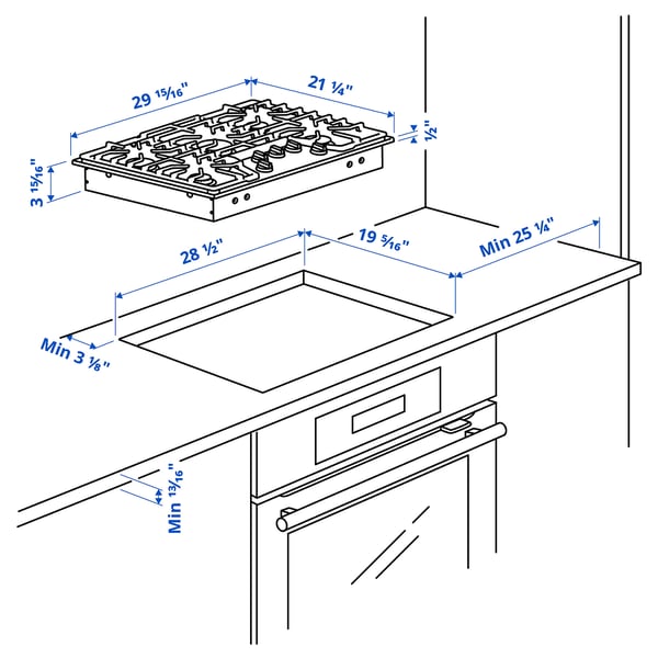 NORREDSTA Table de cuisson à gaz, acier inox, 30 "