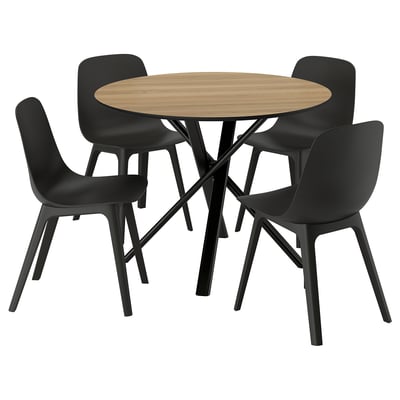 NORRMJÖLE / ODGER Table et 4 chaises, eff chêne noir/anthracite, 41 3/8 "
