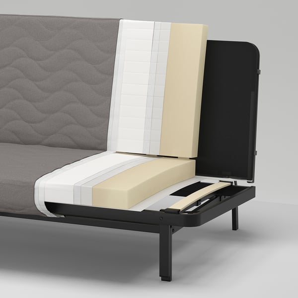 NYHAMN Canapé-lit, avec matelas en mousse/Skartofta noir/gris clair
