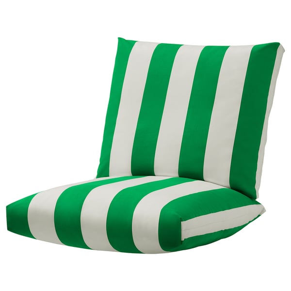 ÖNNESTAD Jeu de coussins pour fauteuil, vert/blanc/Radbyn