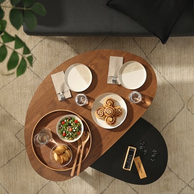 ÖRTRÄSK Tables gigognes, 2 pièces, brun/noir frêne plaqué