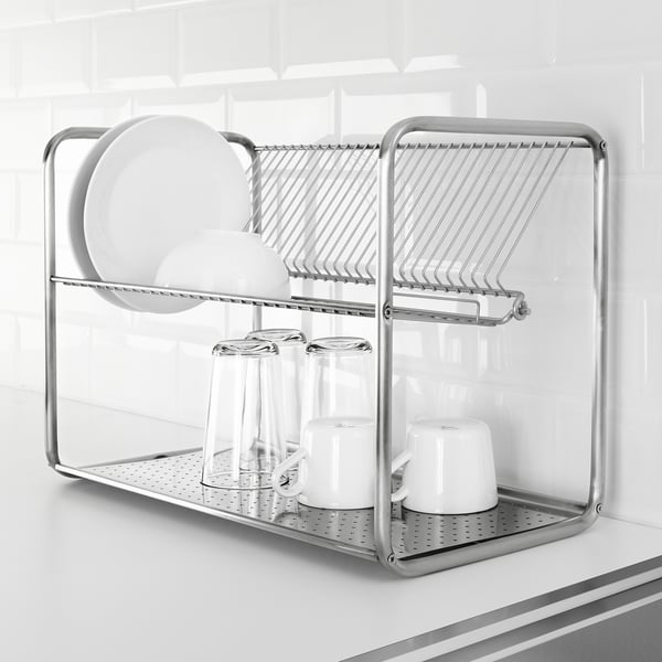 ORDNING Égouttoir à vaisselle, acier inox, 19 5/8x10 5/8x14 1/8 "