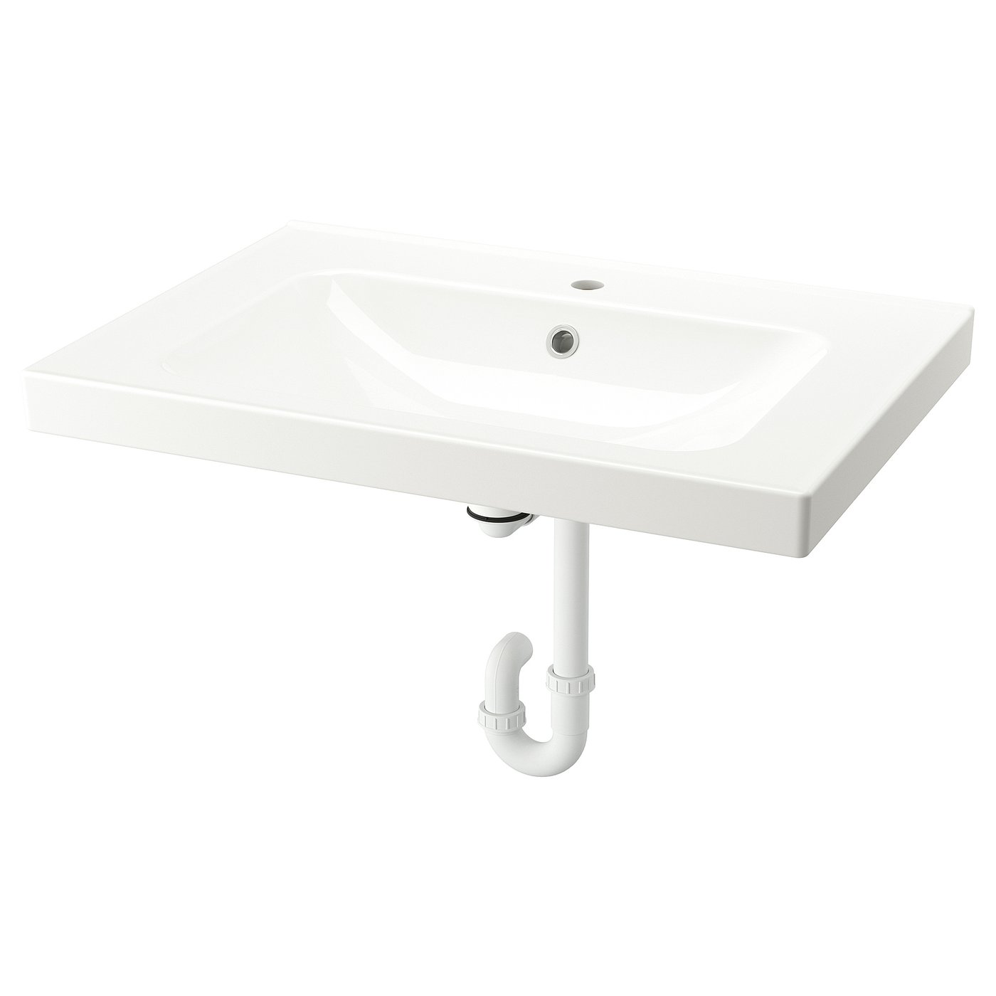 ORRSJÖN Lavabo avec siphon, blanc, 31x21 3/4 "