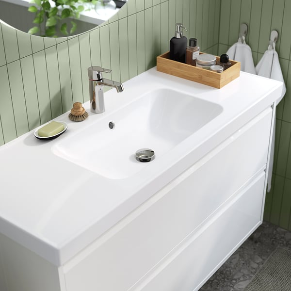 ORRSJÖN Lavabo avec siphon, blanc, 49x21 3/4 "