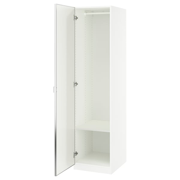 PAX / ÅHEIM Agencement armoire-penderie, blanc/verre miroir, 19 5/8x23 5/8x79 1/4 "