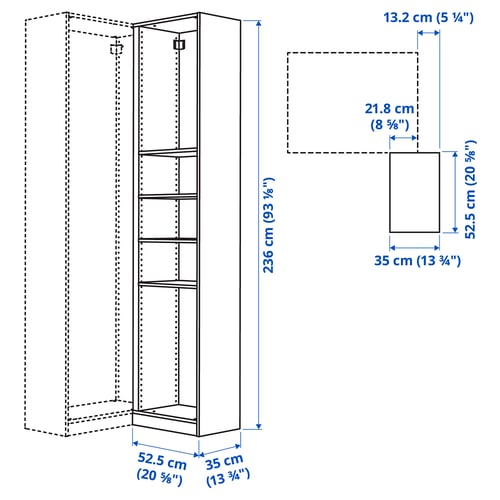 PAX Élément compl angle av 4 tablettes, gris foncé, 20 7/8x13 3/4x92 7/8 "