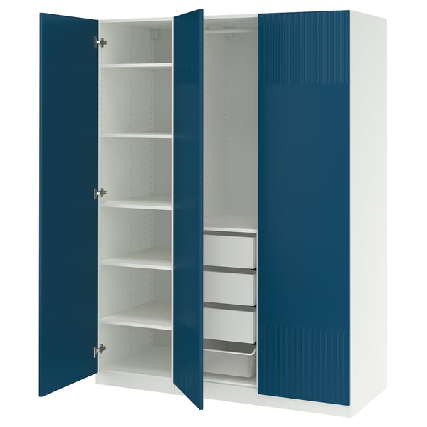 PAX / FYRUDDEN Agencement armoire-penderie, blanc/bleu, 59x23 5/8x79 1/4 "