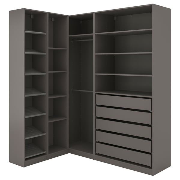 PAX Penderie d'angle, gris foncé, 63 1/4/73 7/8x93 1/8 "