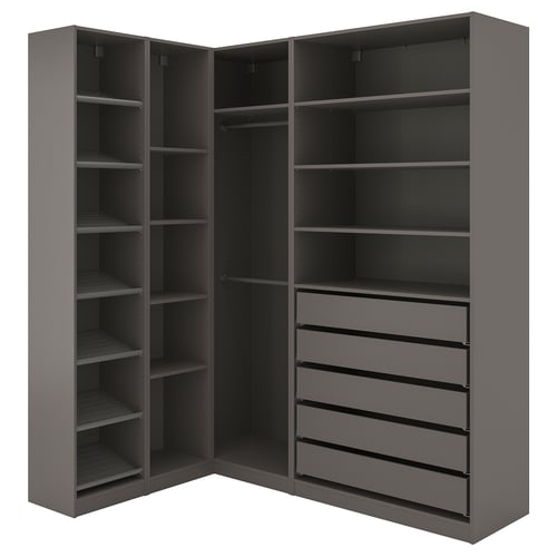 PAX Penderie d'angle, gris foncé, 63 1/4/73 7/8x93 1/8 "