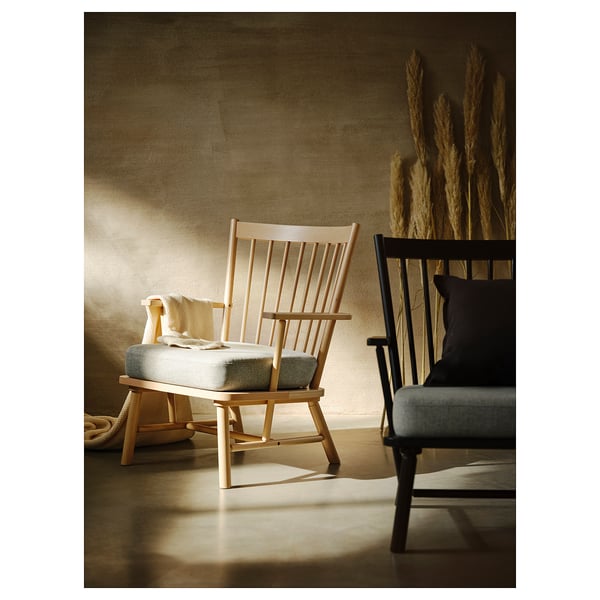 PERSBOL Fauteuil, bouleau/Tibbleby beige/gris