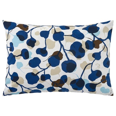 PERSIKOTRÄD Housse de coussin, bleu/feuille, 16x23 "