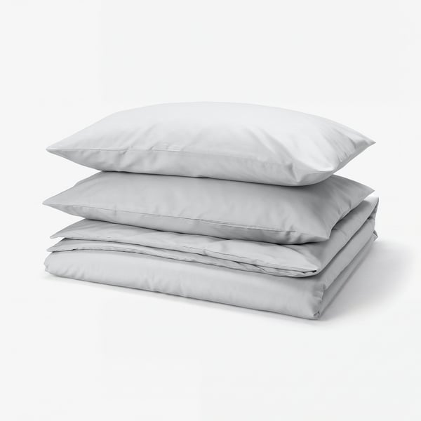 PILTANDVINGE Housse de couette et taie(s), gris, 2 places/grand 2 places