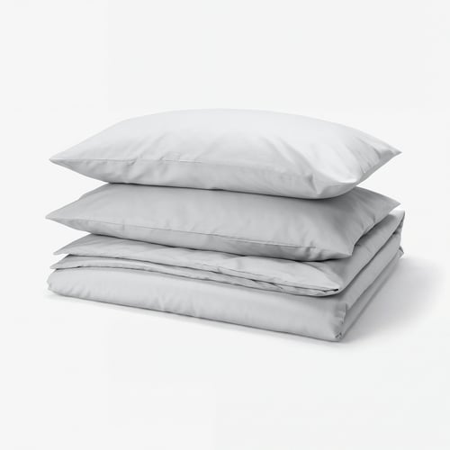 PILTANDVINGE Housse de couette et taie(s), gris, 2 places/grand 2 places