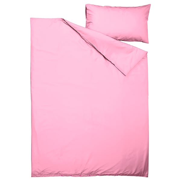 PILTANDVINGE Housse de couette et taie(s), rose, 1 place