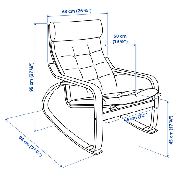 POÄNG Fauteuil berçant, bouleau plaqué/Gunnared vert clair