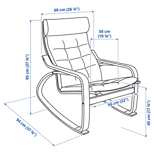 POÄNG Fauteuil berçant, bouleau plaqué/Gunnared vert clair