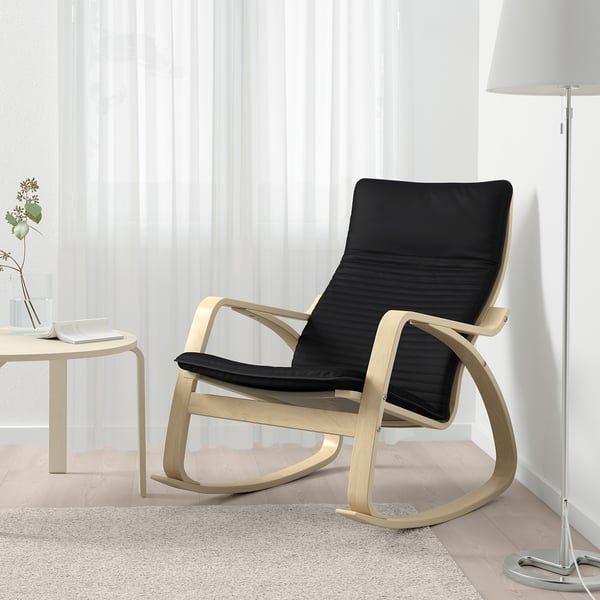POÄNG Fauteuil berçant, bouleau plaqué/Knisa noir
