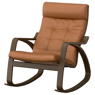 POÄNG Fauteuil berçant, effet noyer/Grann brun doré