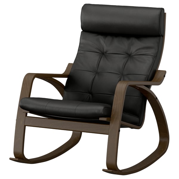 POÄNG Fauteuil berçant, effet noyer/Grann noir