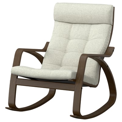 POÄNG Fauteuil berçant, effet noyer/Gunnared beige