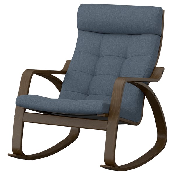 POÄNG Fauteuil berçant, effet noyer/Gunnared bleu
