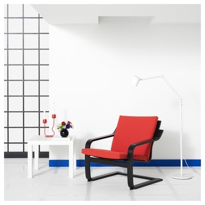 POÄNG Fauteuil dossier bas, brun-noir/Vissle rouge