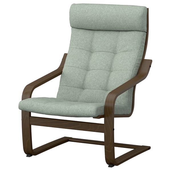 POÄNG Fauteuil, effet noyer/Gunnared vert clair
