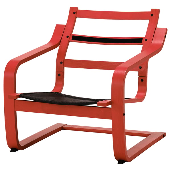 POÄNG Structure fauteuil, dossier bas, teinté rouge