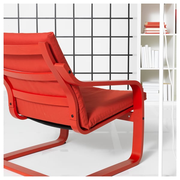 POÄNG Structure fauteuil, dossier bas, teinté rouge