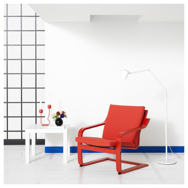 POÄNG Structure fauteuil, dossier bas, teinté rouge